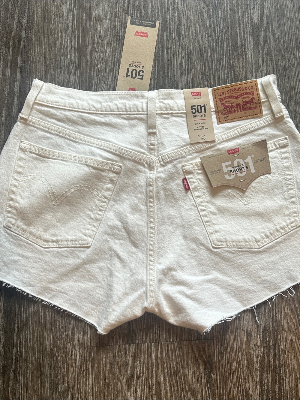 Levi's 501 Cutoff White Denim Shorts